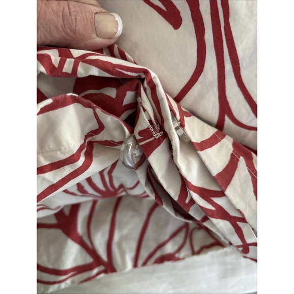 West Elm Red Orange Queen Size Botanical Print Bedding Duvet & 4 Shams Case Set - Picture 10 of 10